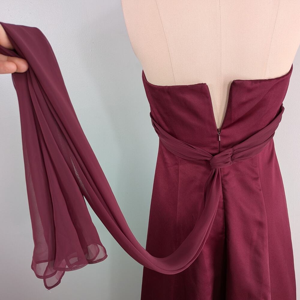 Vintage Prom Dress Maxi Gown 10 Red Babydoll Halter Goth Glam 90S Y2K Maroon - Picture 3 of 9